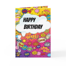 Superheran Monogram Birthday Surprise Kids Card