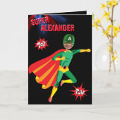 Superhero Amazing Green Flying Boy Fab Birthday Karte (Gelbe Blume)