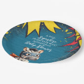 Superhero Animals Boy Baby Dusche Pappteller (Schrägansicht)