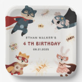 Superhero Animals Niedliches Party Tiere Kindergeb Pappteller (Vorderseite)