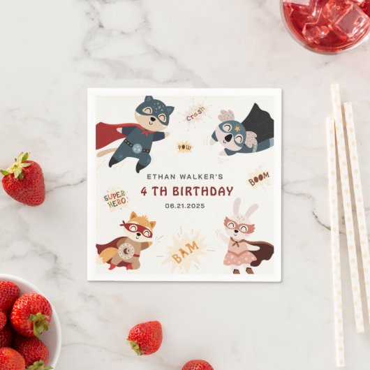 Superhero Animals Niedliches Party Tiere Kindergeb Serviette (Beispiel)