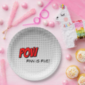 Superhero Anpassbare Papierplatte - rotes POW Pappteller (Party)