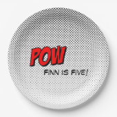 Superhero Anpassbare Papierplatte - rotes POW Pappteller (Vorderseite)