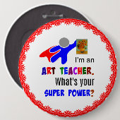Superhero Art Teacher mit Van Gogh Gemälde Button (Vorne & Hinten)