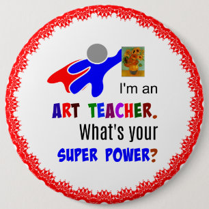 Superhero Art Teacher mit Van Gogh Gemälde Button