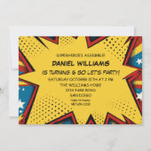 Superhero Assemble Pop Art Birthday Boys Einladung (Vorderseite)