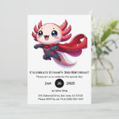 Superhero Axolotl Birthday Einladung (Stehend Vorderseite)