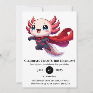 Superhero Axolotl Birthday Einladung