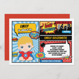 Superhero Baby Boy Dusche / Comic Buch Blonde Hair Einladung