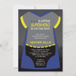 Superhero Baby Dusche Einladung, blau, schwarz Inv Einladung