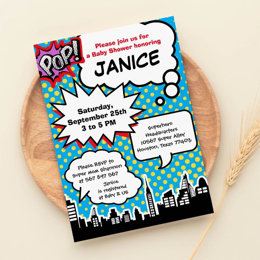 Superhero Baby Dusche Party Einladung