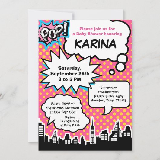 Superhero Baby Dusche Party Einladung (Vorderseite)