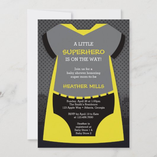 Superhero Baby Shower Einladung für Reena (Vorderseite)
