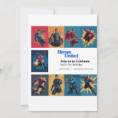 Superhero Bash Birthday Einladungskarte Einladung (Rückseite)