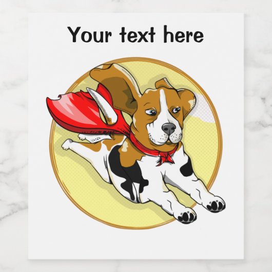 Superhero-Beagle Weinetikett (Einzelnes Label)