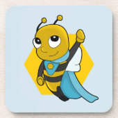 Superhero bee cartoon beverage coaster getränkeuntersetzer (Vorderseite)