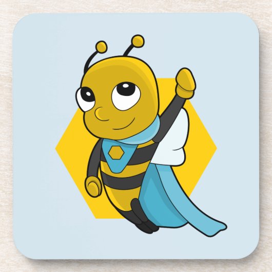 Superhero bee cartoon beverage coaster getränkeuntersetzer (Vorderseite)
