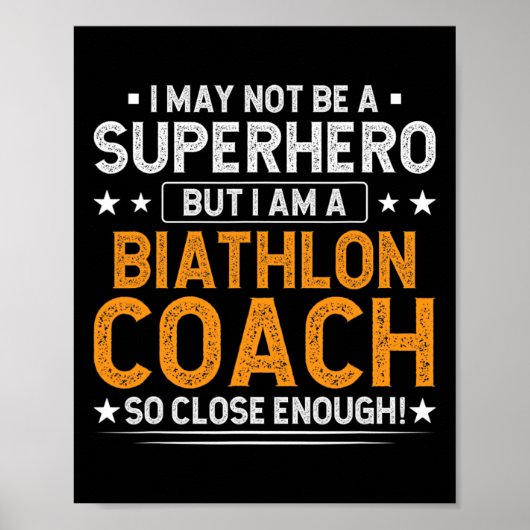 Superhero Biathlon Coach Funny Lucco Poster (Vorne)