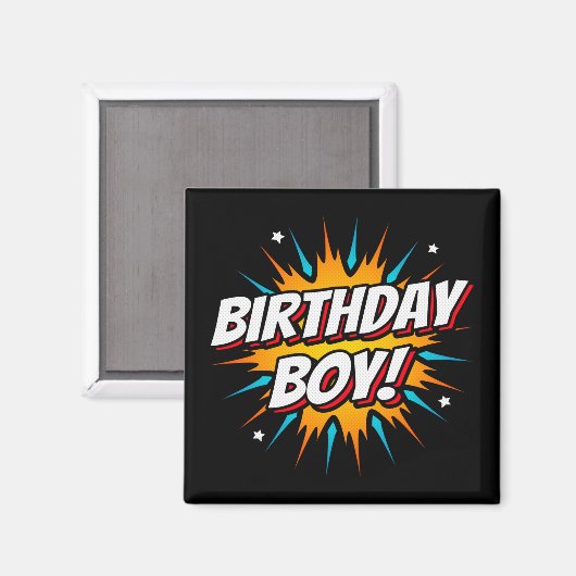 Superhero Birthday Boy Comic Spaß Kinder Comic Par Magnet (Vorderseite/Rückseite)