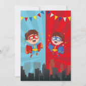 Superhero Birthday Brothers Blue Red Joint Boy Einladung (Rückseite)