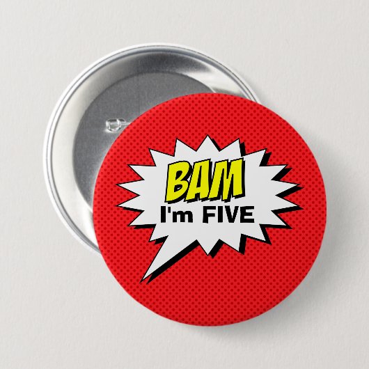 Superhero Birthday Button - Red Dot - Bearbeitbare (Vorne & Hinten)