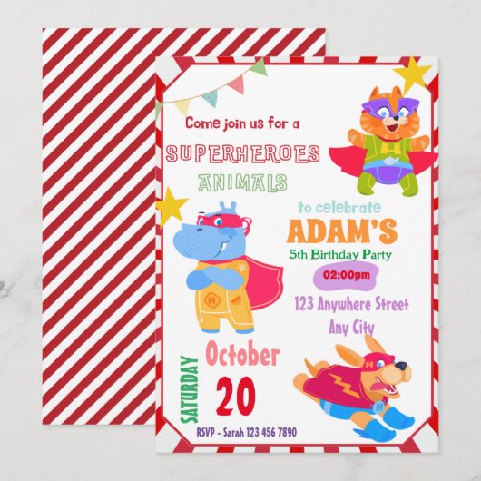 Superhero Birthday Einladung (Vorne/Hinten)