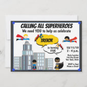 Superhero Birthday Einladung (Vorderseite)