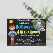 Superhero Birthday Einladung (Stehend Vorderseite)