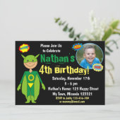 Superhero Birthday Einladung (Stehend Vorderseite)