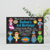 Superhero Birthday Einladung (Stehend Vorderseite)