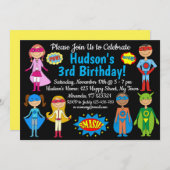 Superhero Birthday Einladung (Vorne/Hinten)