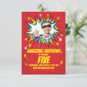 Superhero Birthday Einladung (Stehend Vorderseite)