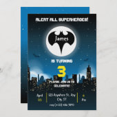 Superhero Birthday Einladung für Junge (Vorne/Hinten)