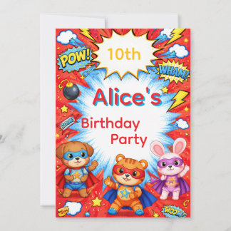 Superhero Birthday Invitation card Einladung