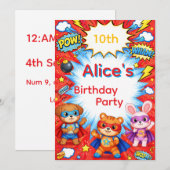 Superhero Birthday Invitation card Einladung (Vorne/Hinten)