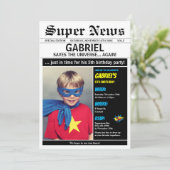 Superhero Birthday Party Boy Girl Picture Foto Einladung (Stehend Vorderseite)