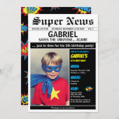 Superhero Birthday Party Boy Girl Picture Foto Einladung (Vorne/Hinten)