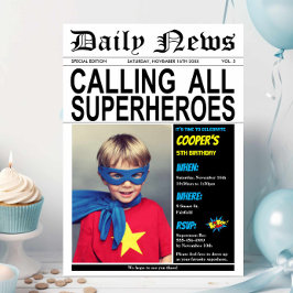Superhero Birthday Party Hero Boy Girl Foto Einladung