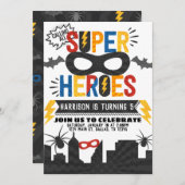 Superhero Birthday Party Themed Einladung (Vorne/Hinten)