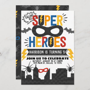 Superhero Birthday Party Themed Einladung