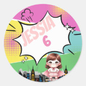 Superhero Birthday Runder Aufkleber (Vorderseite)