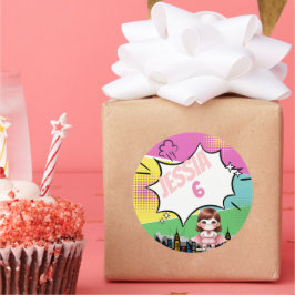 Superhero Birthday Runder Aufkleber