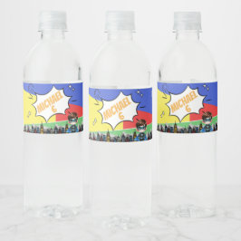 Superhero Birthday Wasserflaschenetikett