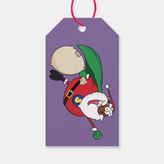 Superhero Black Santa Paper Geschenkmarke Geschenkanhänger (Vorderseite)