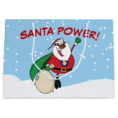 Superhero Black Santa Power Geschenktasche Große Geschenktüte (Vorderseite)