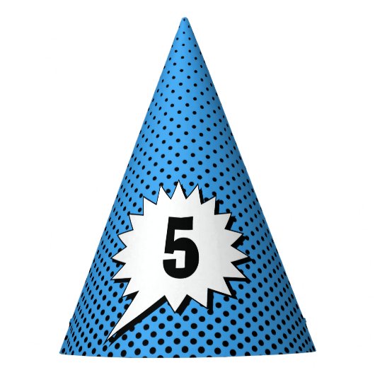 Superhero Blue Back Dot - Personalisiertes Alter - Partyhütchen (Vorderseite)