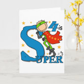 Superhero Boy 4. Geburtstag Shirts und Geschenke Karte (Gelbe Blume)