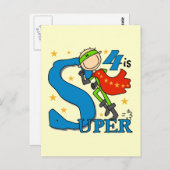 Superhero Boy 4. Geburtstag Shirts und Geschenke Postkarte (Vorne/Hinten)