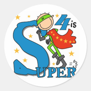 Superhero Boy 4. Geburtstag Shirts und Geschenke Runder Aufkleber
