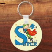 Superhero Boy 4. Geburtstag Shirts und Geschenke Schlüsselanhänger (Vorderseite)